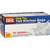 Trash Bag 13gal Tall Kitchen Flap tie 30/pk