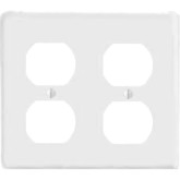 Wall Plate Receptacle 2-gang White Smooth Metal