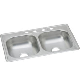 Sink 33x22x6 4-Hole Double SS