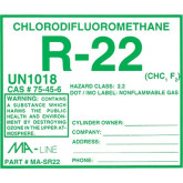 Labels R22 Refrigerant 8.5x3 5/pk