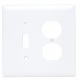 Wall Plate Sw/Recp White 2-gang Jumbo Nylon